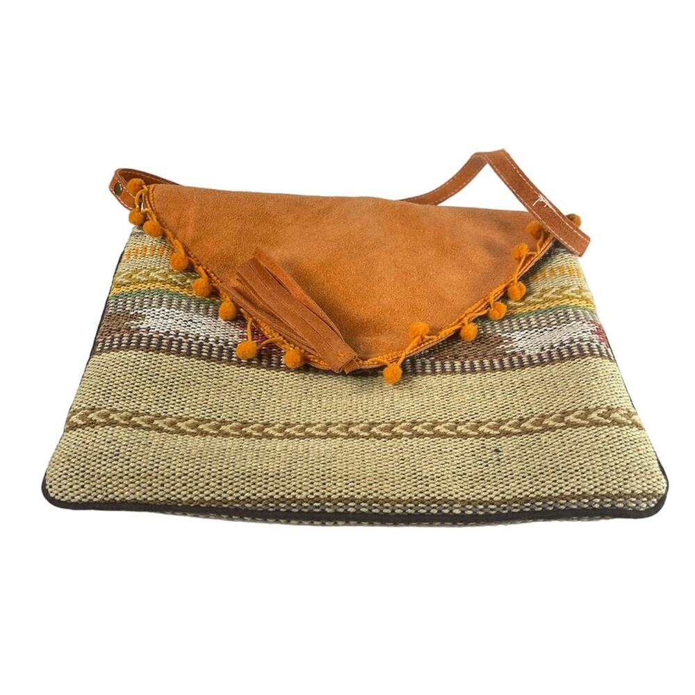 Bay Sky Boho Aztec Southwestern Woven Envelope Style Crossbody Bag Suede Purse - Picture 7 of 7